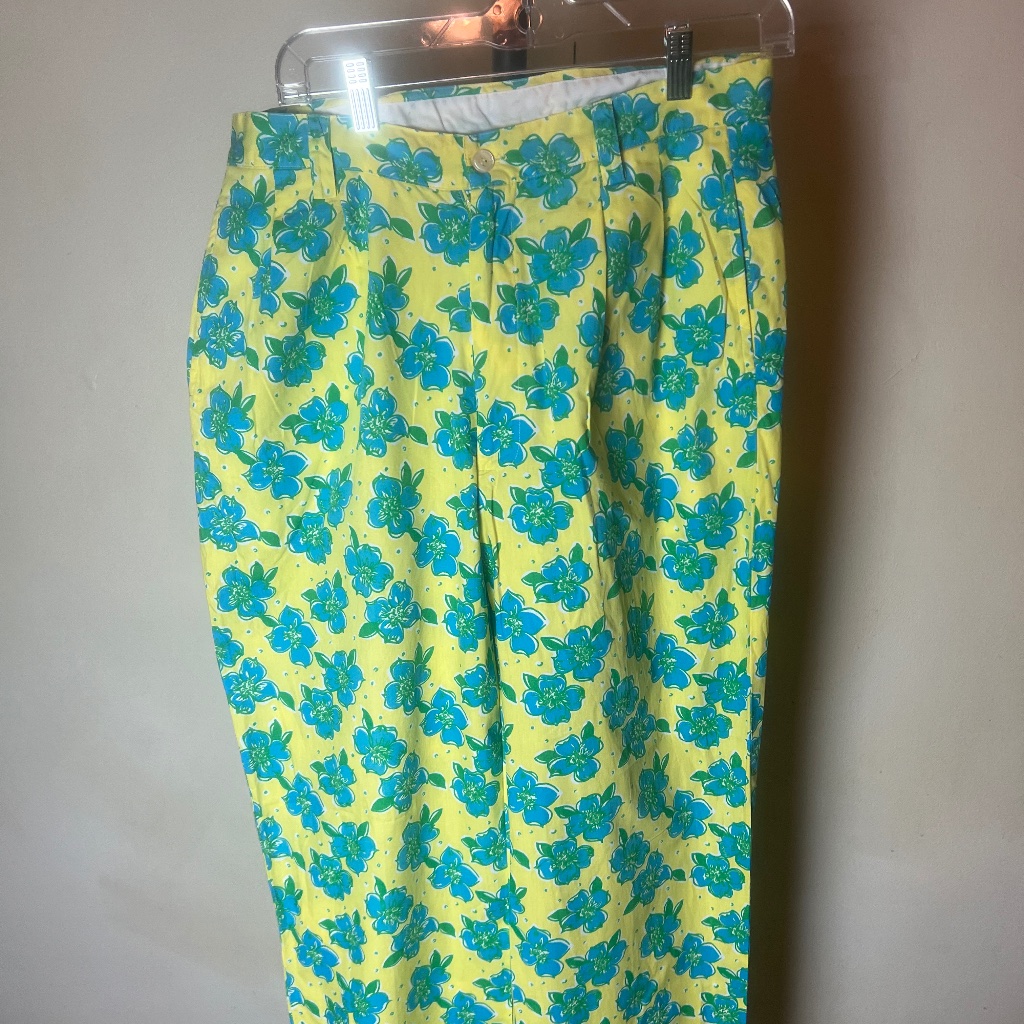 Vintage Lily Pulitzer White Label Floral Trousers Sz 34/Xl
